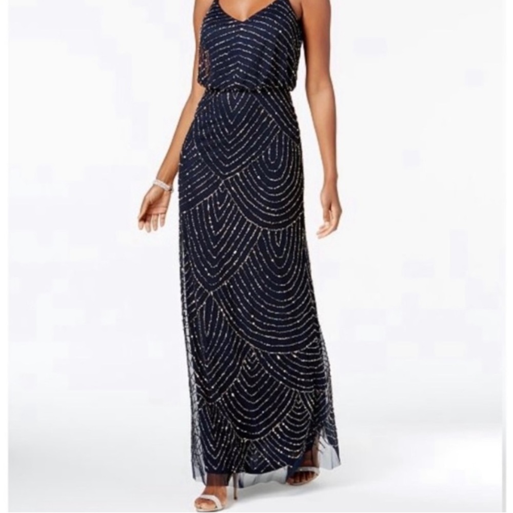 Adriana Papell Beaded Blush Gown 4